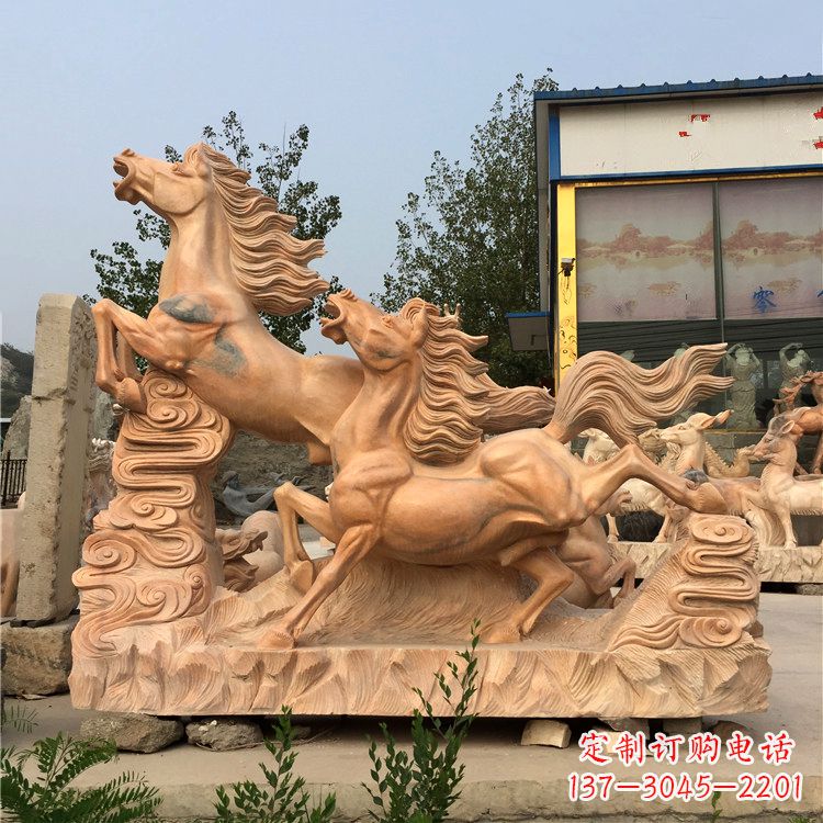 宁波晚霞红奔马群雕