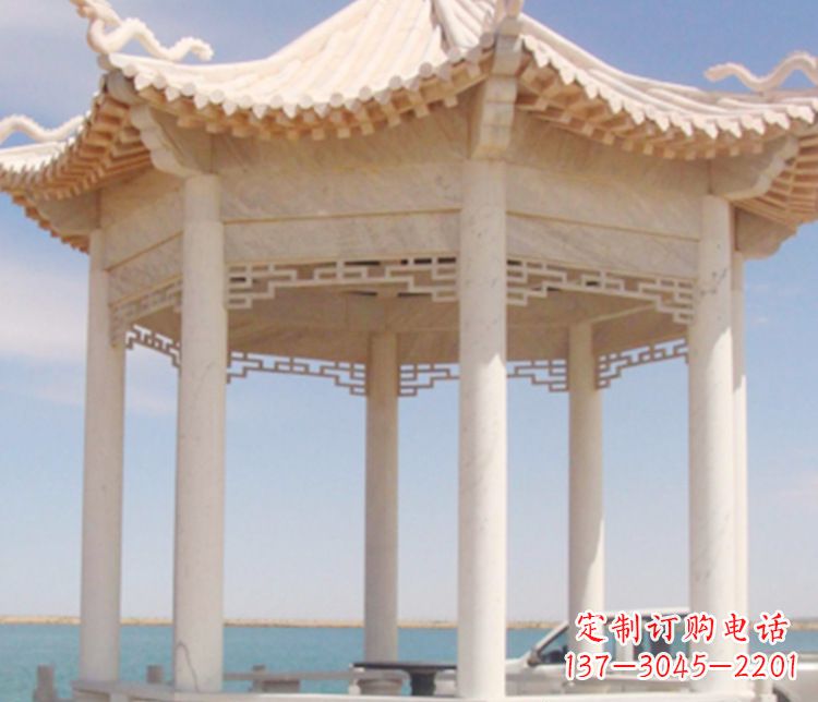 宁波晚霞红单层凉亭石雕