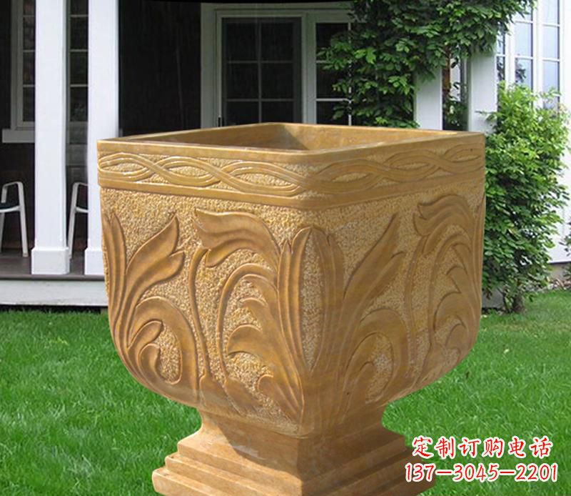 宁波晚霞红雕刻景观花盆雕塑