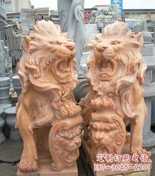宁波晚霞红盾牌欧式狮子