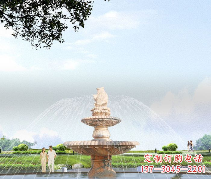 宁波晚霞红多层大型石雕喷泉 (4)
