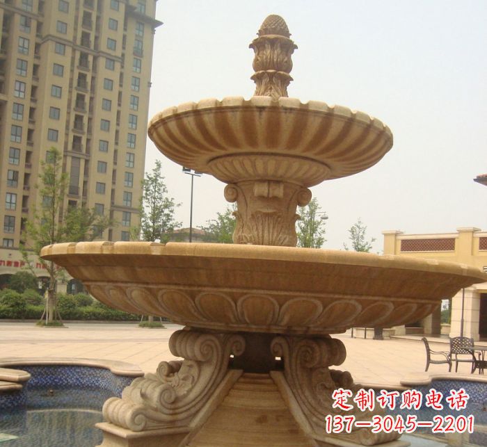 宁波晚霞红多层大型石雕喷泉 (5)