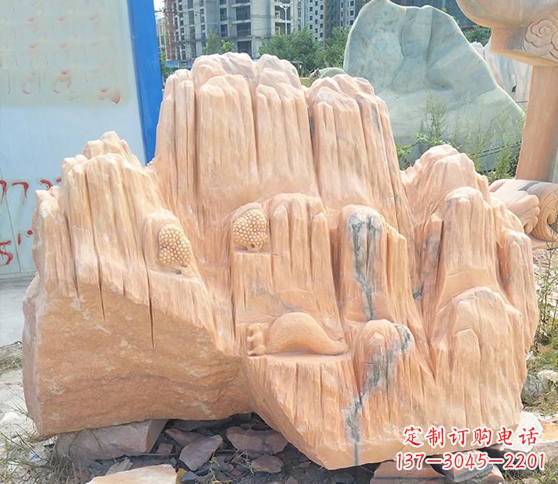 宁波晚霞红景观假山雕塑