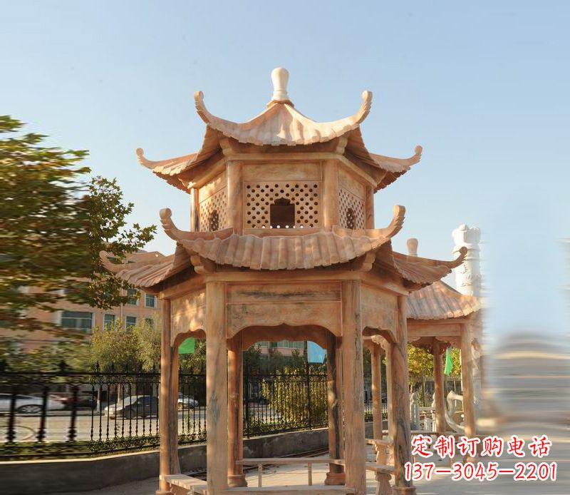 宁波晚霞红景区休息凉亭
