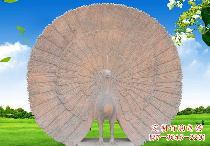 宁波晚霞红开屏孔雀雕塑