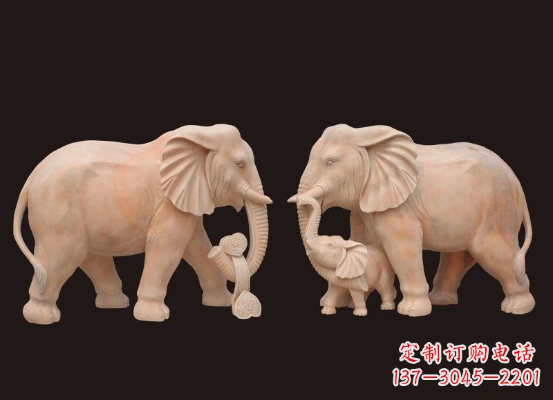 宁波晚霞红母子大象雕塑