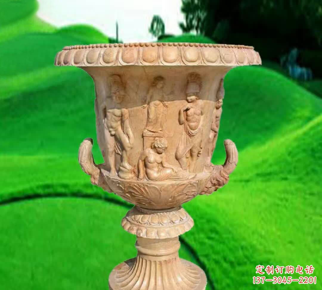 宁波晚霞红欧式花盆石雕