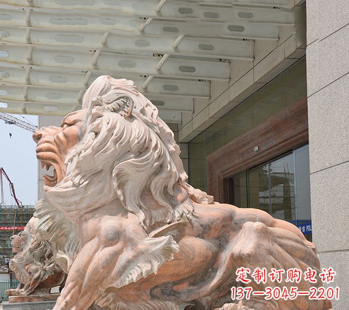 宁波晚霞红欧式狮子石雕 (3)