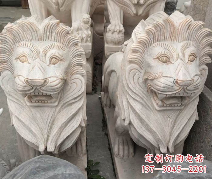 宁波晚霞红欧式狮子石雕 (2)