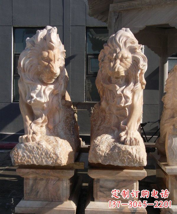 宁波晚霞红欧式狮子石雕