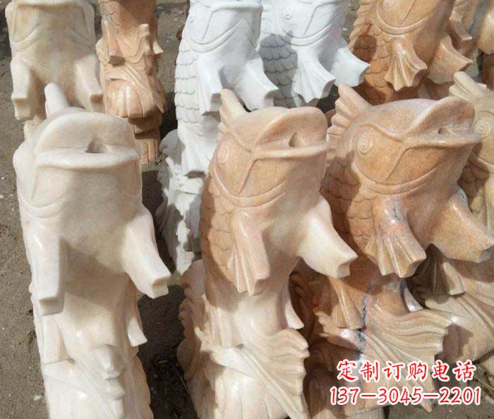 宁波晚霞红喷水鲤鱼庭院石雕