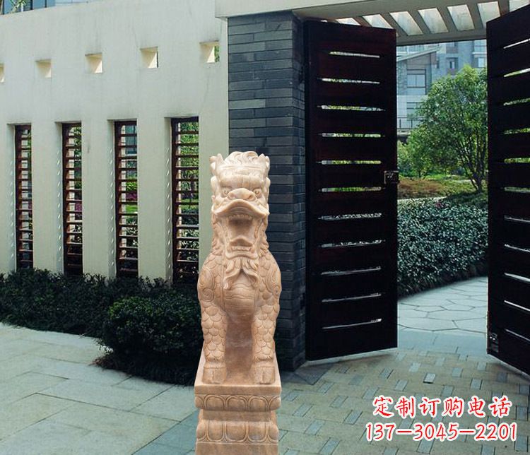 宁波晚霞红瑞兽麒麟雕塑