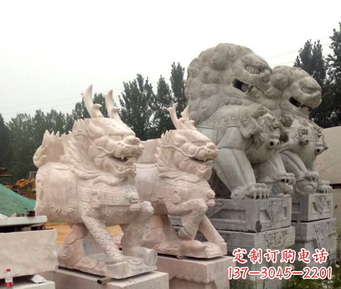 宁波晚霞红瑞兽麒麟石雕