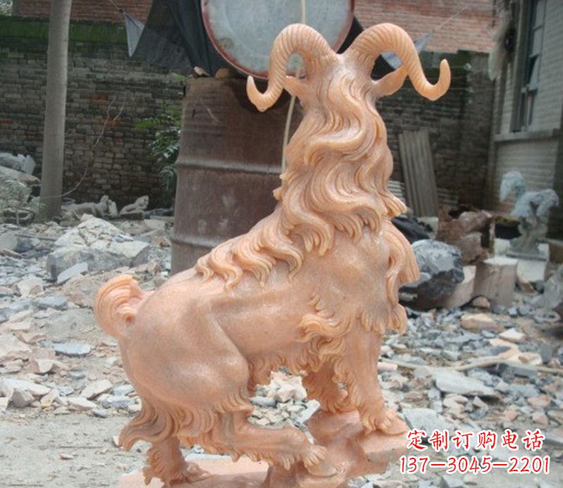 宁波晚霞红山羊石雕