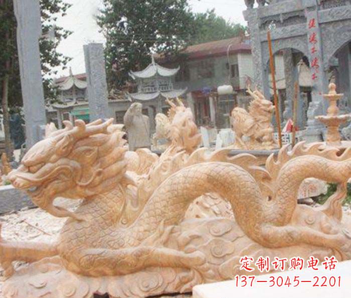 宁波晚霞红生肖龙石雕