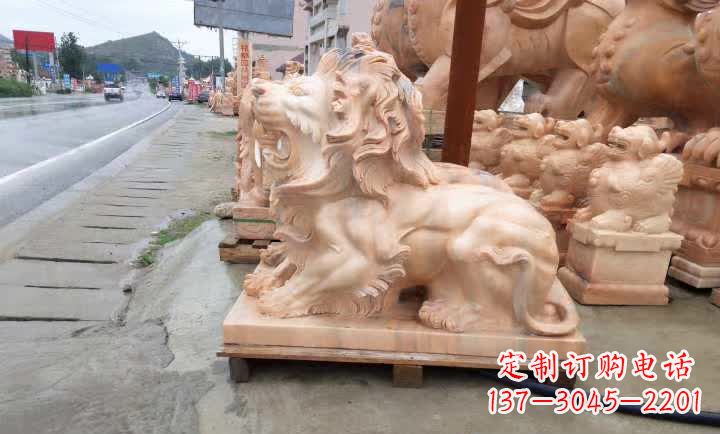 宁波晚霞红狮子雕塑