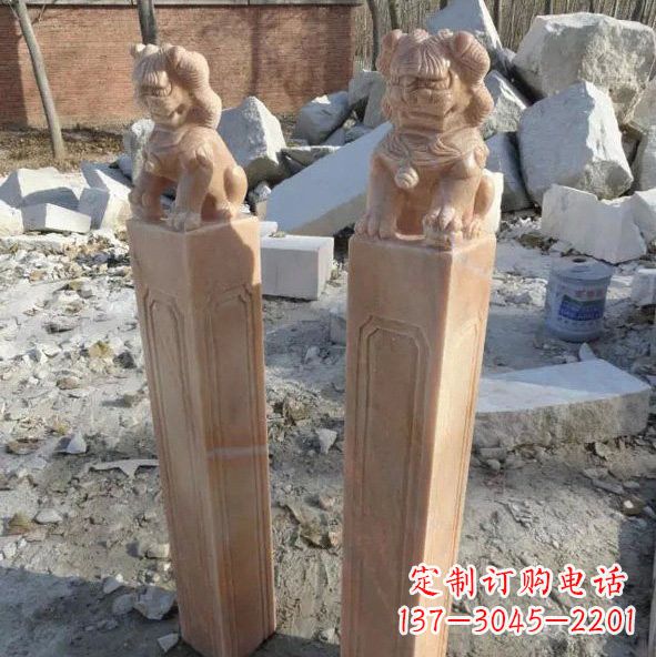 宁波晚霞红狮子拴马桩