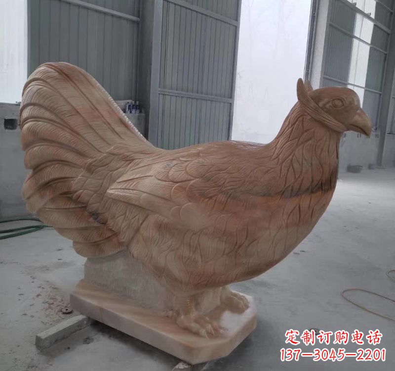 宁波晚霞红石雕母鸡