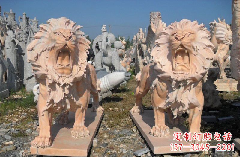 宁波晚霞红西洋狮子雕塑