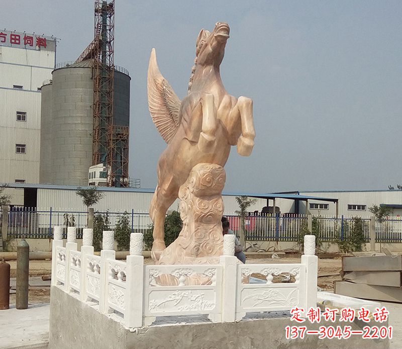 宁波晚霞红祥云飞马企业景观石雕