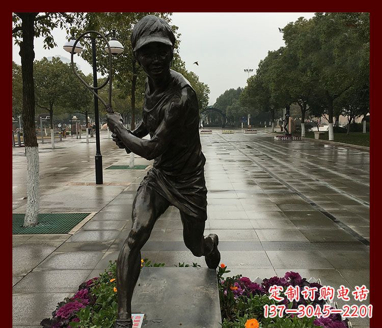 宁波网球运动人物铜雕