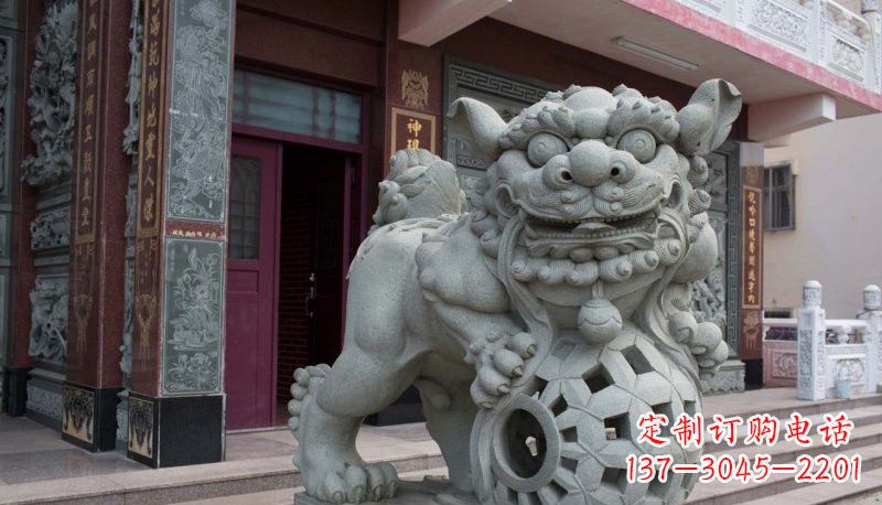 宁波网球狮石雕南方狮子雕塑