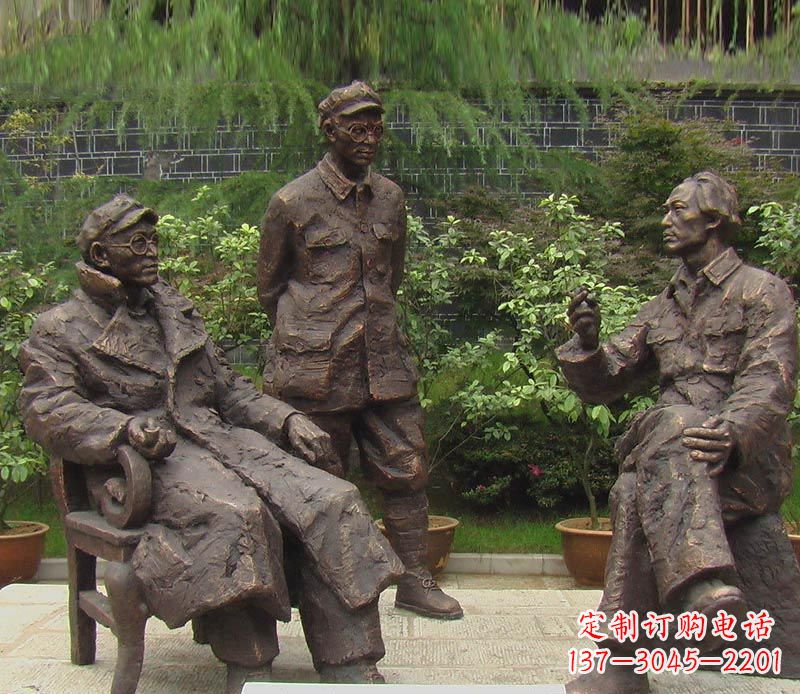 宁波伟人毛泽东刘伯承铜雕