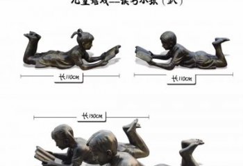 宁波纪念金属雕塑：趴着读书的学生