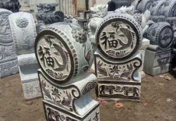 宁波石雕貔貅抱鼓门墩雕塑