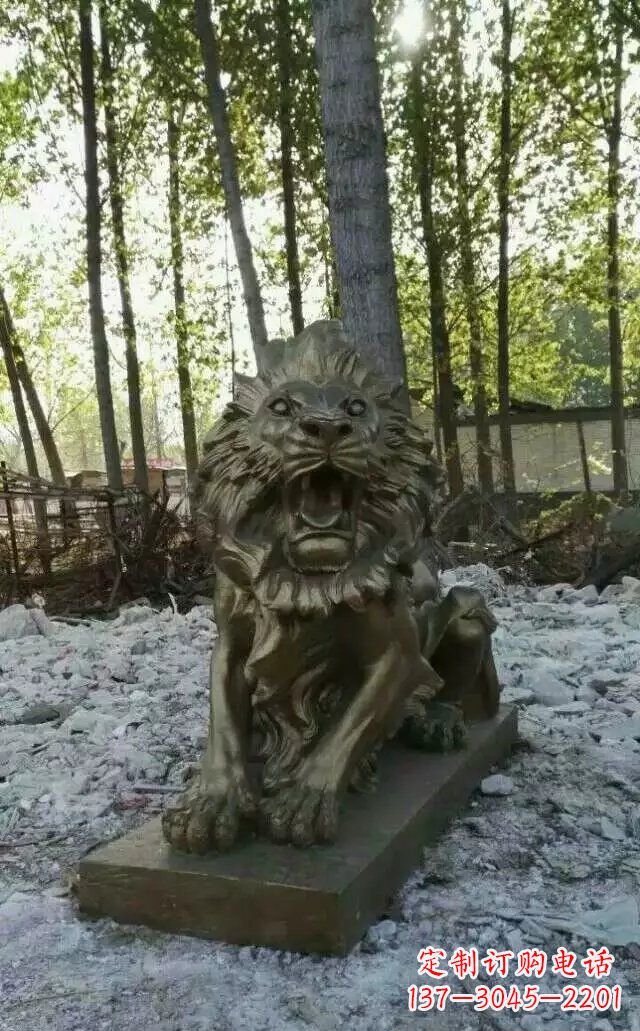 宁波卧着的西洋狮子铜雕 (2)