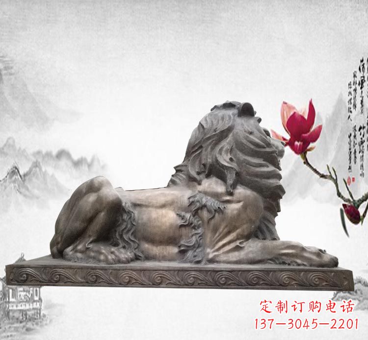 宁波卧着的西洋狮子铜雕