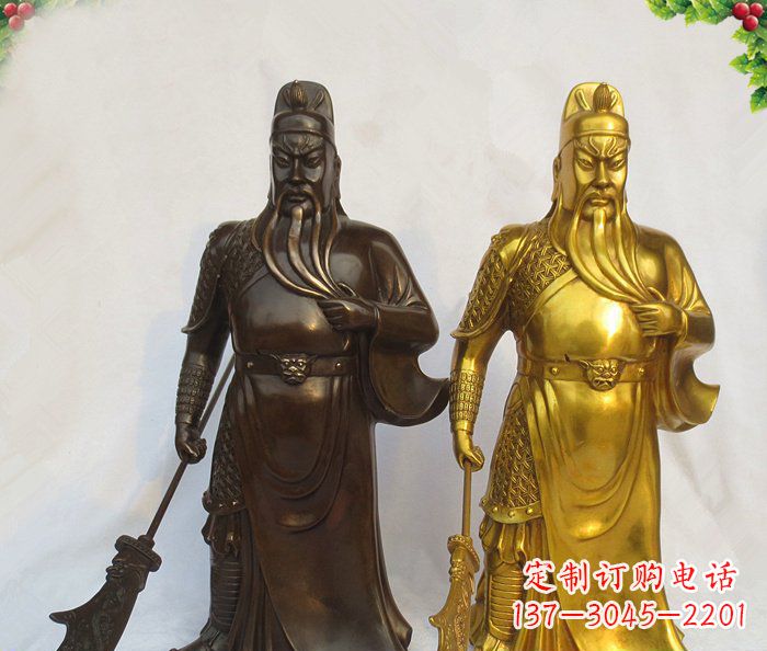 宁波武财神持刀关公铜雕 (2)