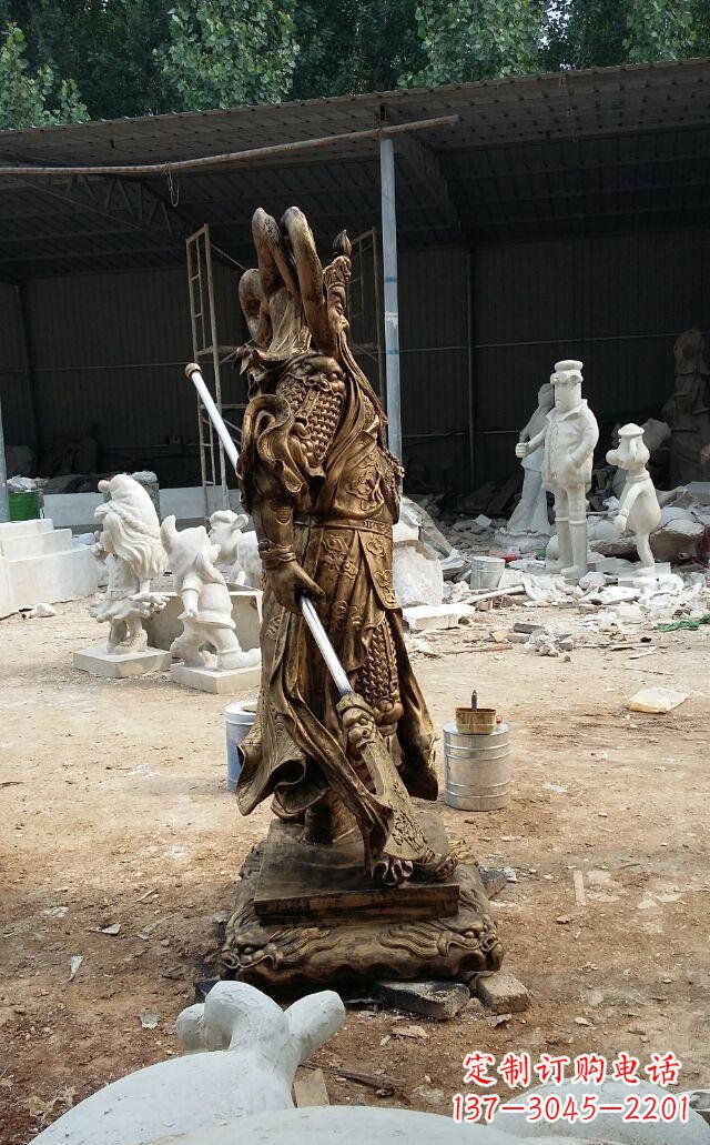 宁波武财神关公玻璃钢仿铜雕塑