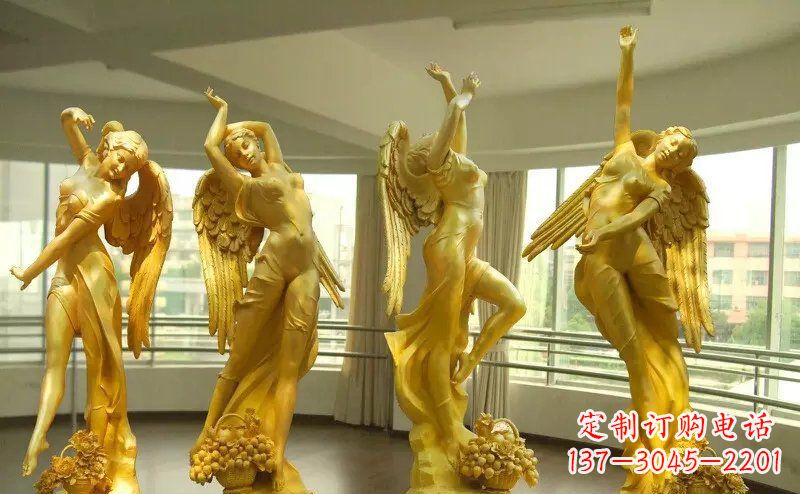 宁波舞蹈四女神玻璃钢仿铜人物雕塑