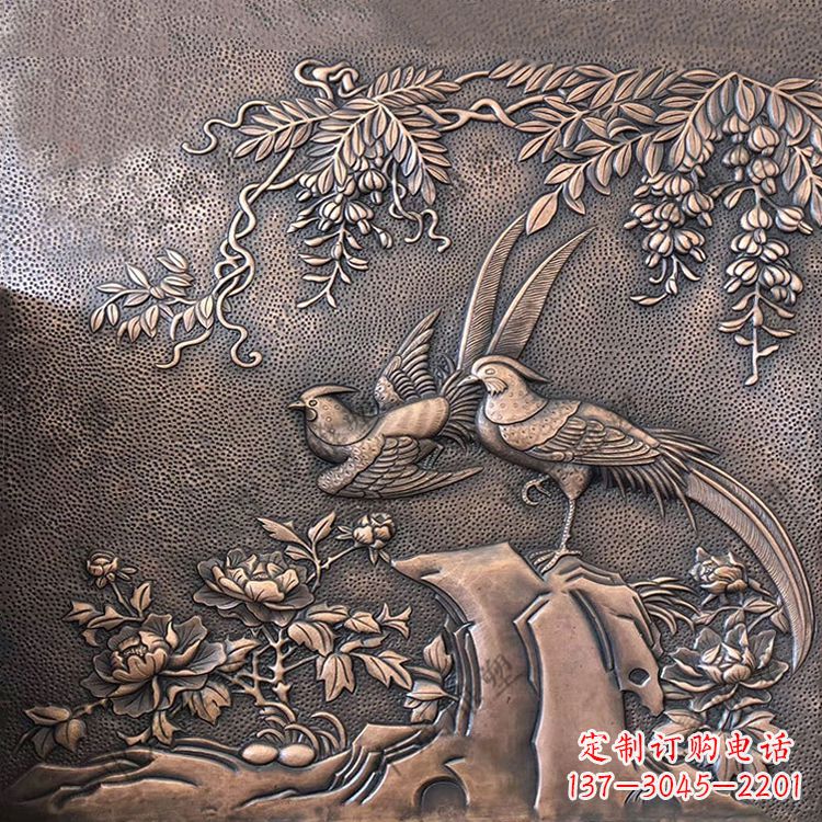 宁波喜鹊紫铜浮雕装饰画