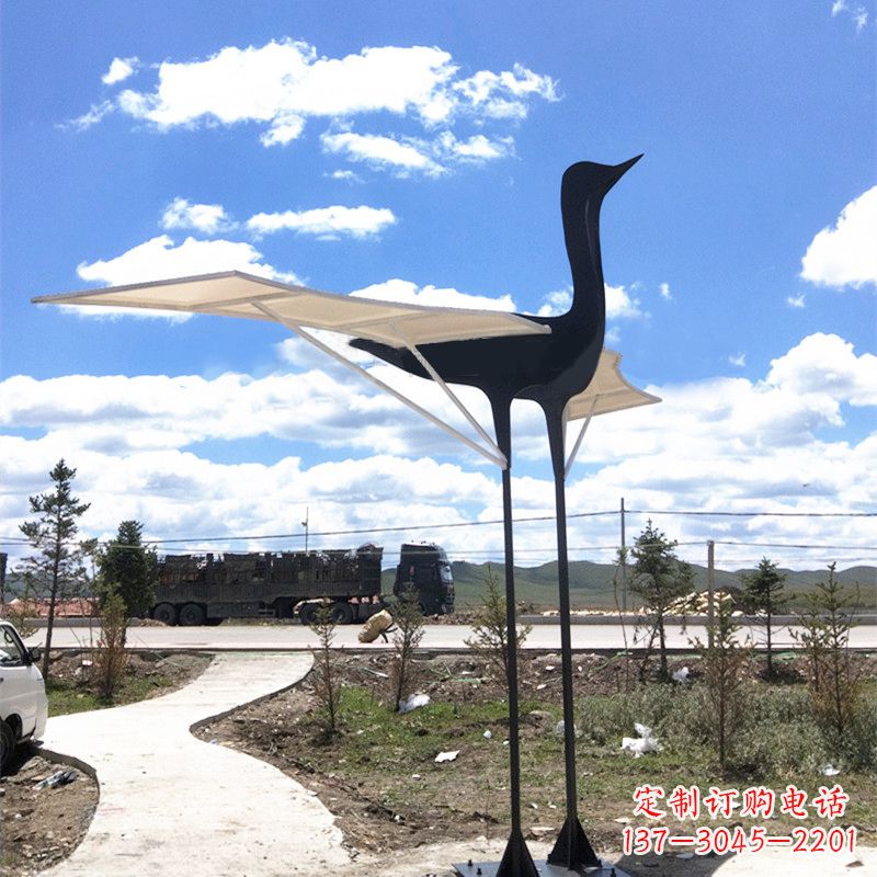 宁波仙鹤不锈钢遮阳亭景观雕塑