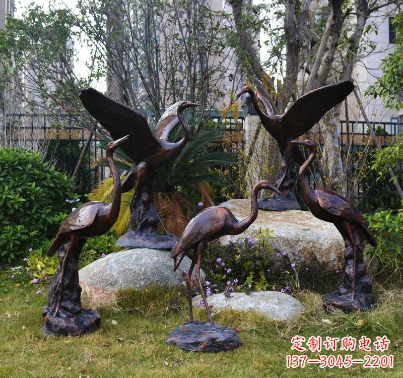 宁波仙鹤铜雕塑 (2)