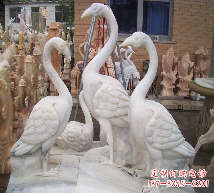 宁波仙鹤衔树枝 石雕