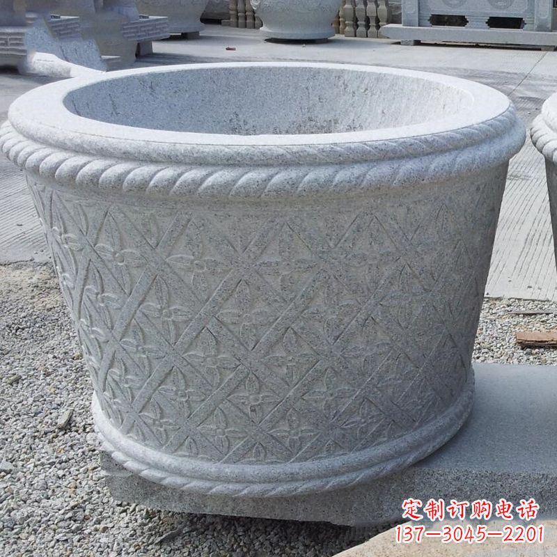 宁波现代石雕花盆雕塑