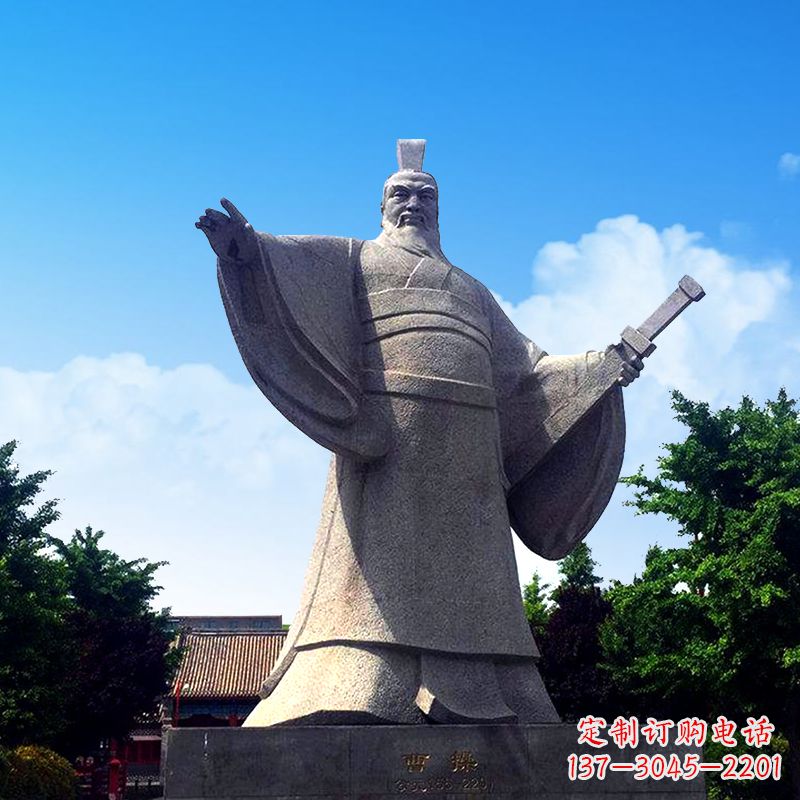 宁波枭雄曹操石雕塑像-景区园林历史名人雕塑