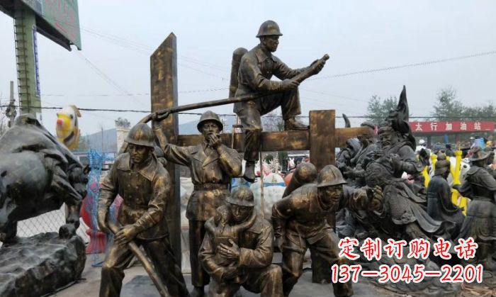 宁波消防战士人物铜雕