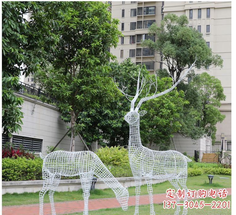 宁波小区不锈钢镂空梅花鹿鹿雕塑