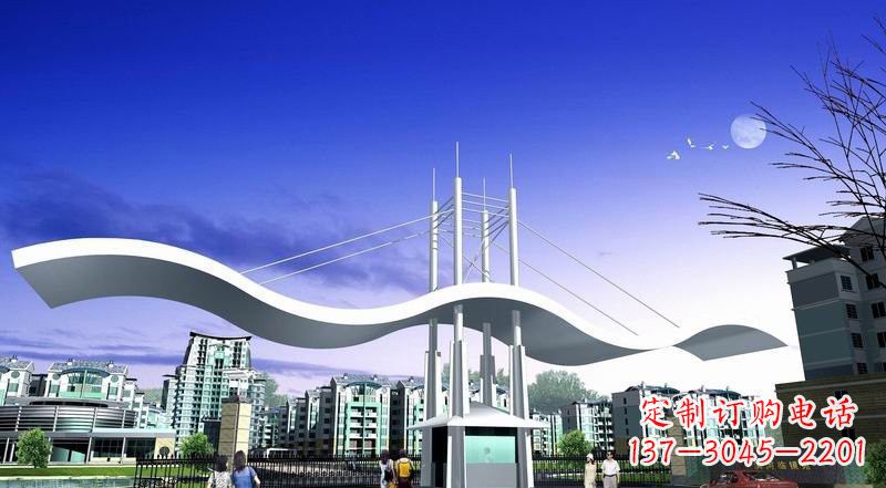 宁波小区不锈钢门牌坊景观雕塑
