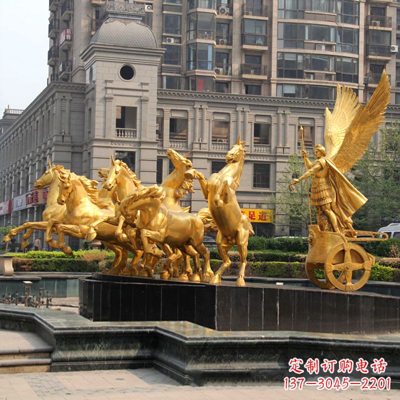 宁波小区大门阿波罗战车鎏金景观铜雕