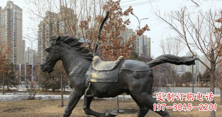 宁波小区动物奔跑的马铜雕