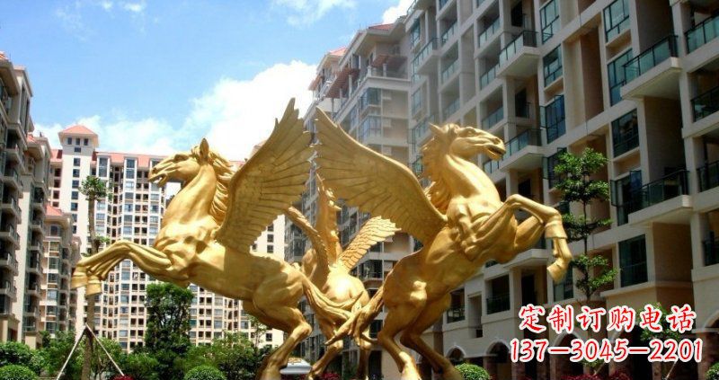 宁波小区飞马动物铜雕