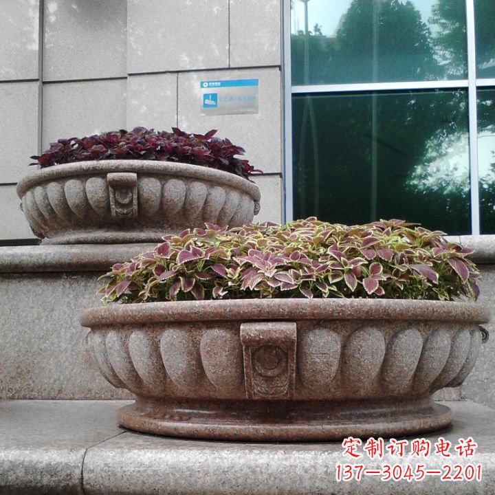 宁波小区花岗岩石雕花盆