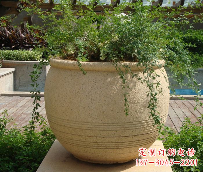 宁波小区景观大理石花盆石雕 (2)