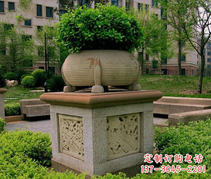 宁波小区景观大理石花盆石雕 (3)