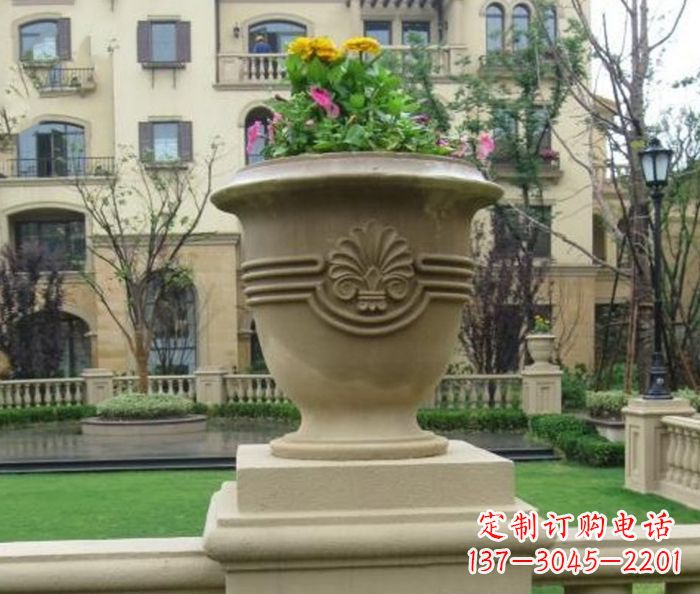 宁波小区景观大理石花盆石雕 (5)